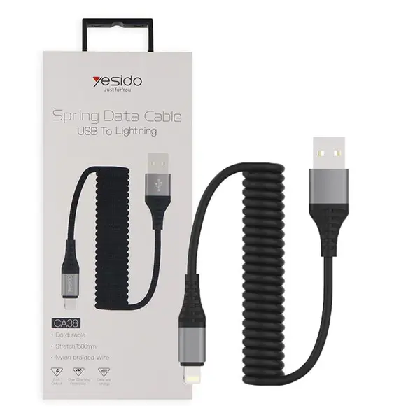 کابل کنفی فنری آیفونی Yesido CA38 1.5m - 5