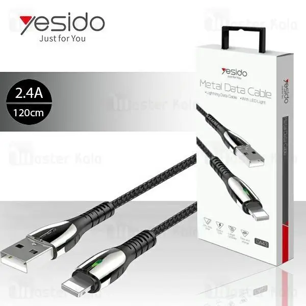 کابل لایتنینگ یسیدو Yesido CA43 Metal Charging Cable توان 2.4 آمپر - 5