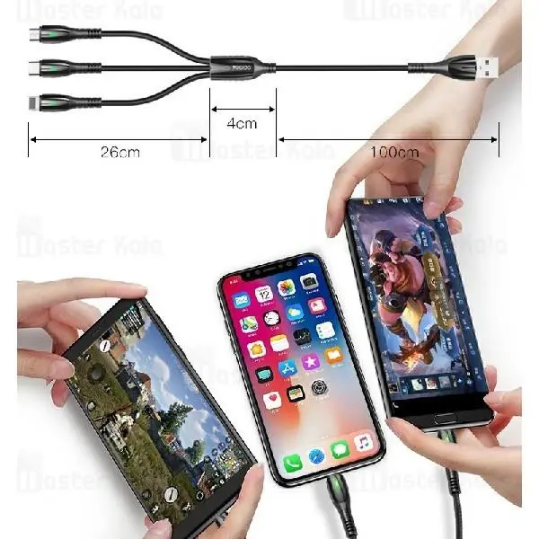 کابل سه سر یسیدو Yesido CA44 3 in 1 Braided Cable به توان 2.4 آمپر - 3
