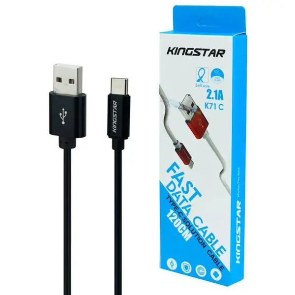 کابل شارژ تایپ سی کینک استار  120 سانتی مدل Kingstar k71C