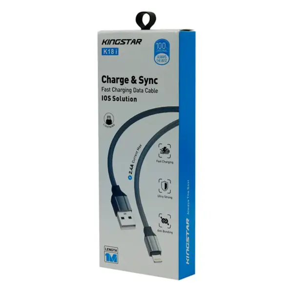کابل شارژ 1 متری USB به Lightning کینگ استار مدل K18I Kingstar K18 i USB To Lightining 1M - 2