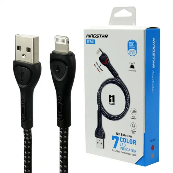 کابل شارژ 1 متری USB به Lightning کینگ استار مدل K24I - 2