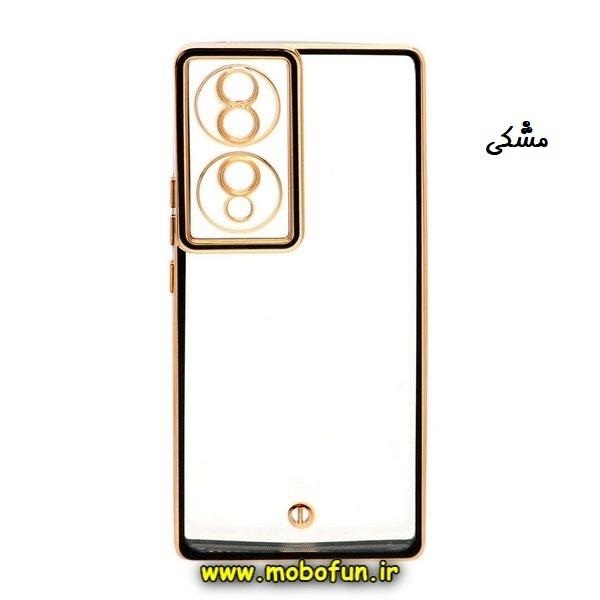 قاب گوشی Honor 70 5G آنر طرح الکتروپلیتینگ ژله ای شفاف محافظ لنز دار مشکی کد 3