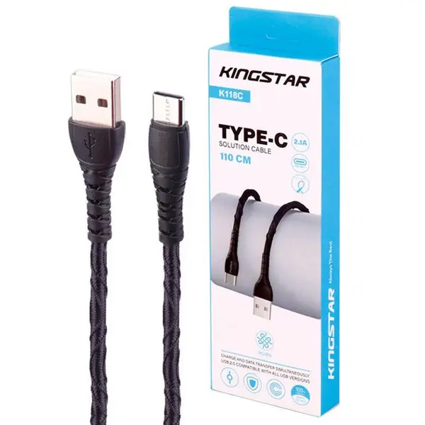 کابل تایپ سی فست شارژ KingStar K118C 2.1A 1.1m - 2
