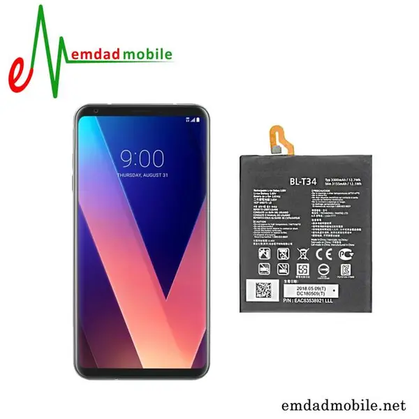باتری موبایل ال جی مدل BL-T34 با ظرفیت 3300mAh مناسب برای گوشی موبایل ال جی V30 LG BL-T34 3300mAh Mobile Phone Battery For LG V30 - 3