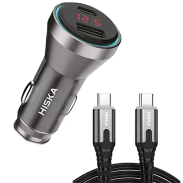 شارژر فندکی هیسکا مدل HCC-319 به همراه کابل تبدیل USB-C - 2