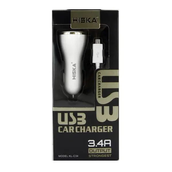 شارژر فندکی هیسکا مدلKL-C34 hiska car charger model kl-c34 - 3