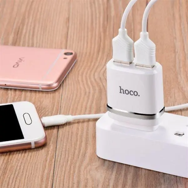 شارژر دیواری 2 پورت هوکو Hoco C12A Dual USB Charger همراه با کابل - 2