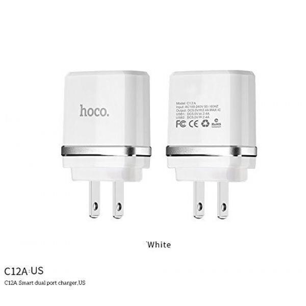 شارژر دیواری 2 پورت هوکو Hoco C12A Dual USB Charger همراه با کابل