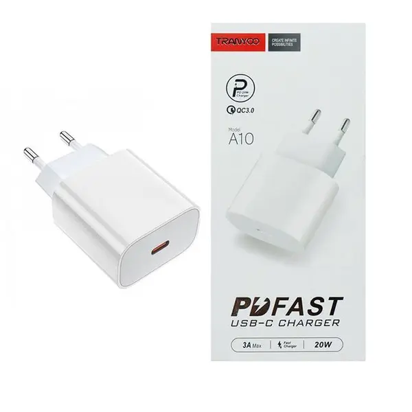 شارژر دیواری سوپر فست شارژ ترانیو مدل A10 توان 20وات Tranyoo Super Fast Wall Charger A10 2A 1Type-C Port - 2