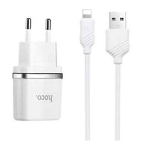 شارژر دیواری هوکو مدل C12 همراه با کابل لایتنینگ Hoco C12 Wall Charger with Lightning Cable - 5