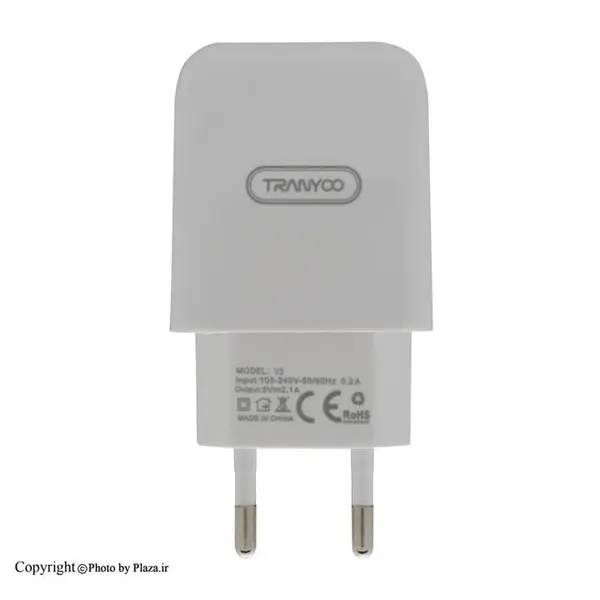 شارژر دیواری ترانیو Tranyoo V30 Charger توان 2.4 آمپر و همراه با کابل