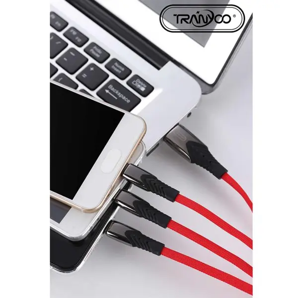 کابل ۳ سر فست شارژ Tranyoo XS3 5A 1.2m - 4