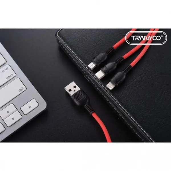 کابل ۳ سر فست شارژ Tranyoo XS3 5A 1.2m - 3