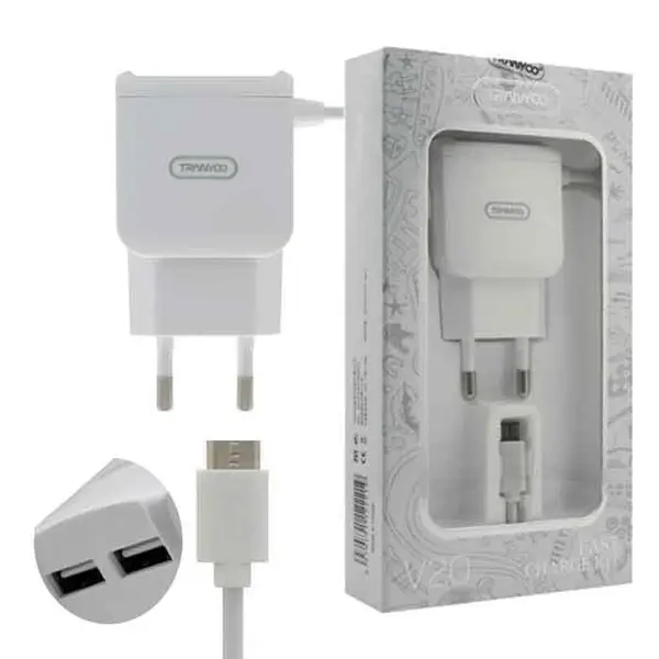 شارژر دیواری دو پورت ترانیو مدل V20 همراه با کابل MicroUSB - 3