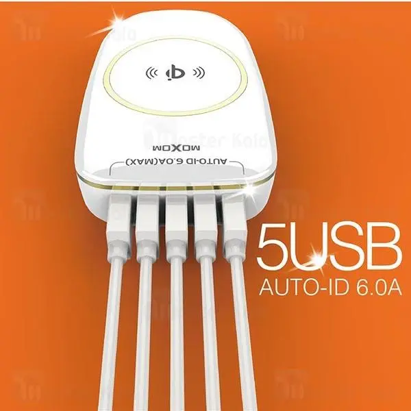 هاب شارژر وایرلس موکسوم MOXOM KH-50Y پنج پورت - 2