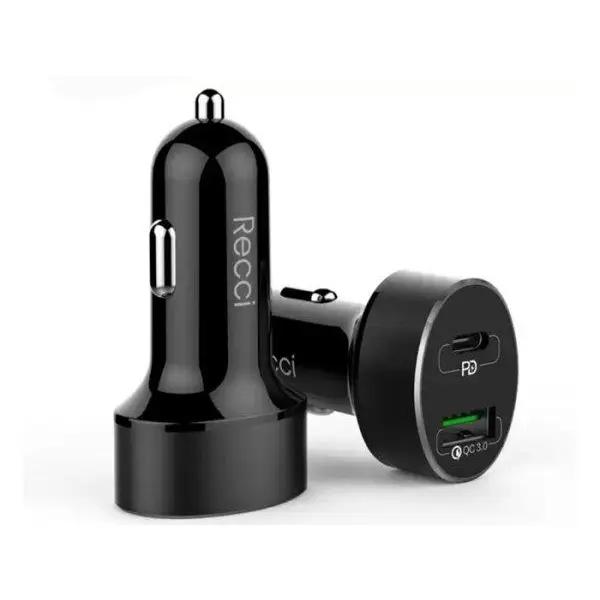 شارژر فندکی خودرو فست‌ شارژ رسی Recci RUC-Y2 Dual port PD + QC3.0 Car Charger 36W