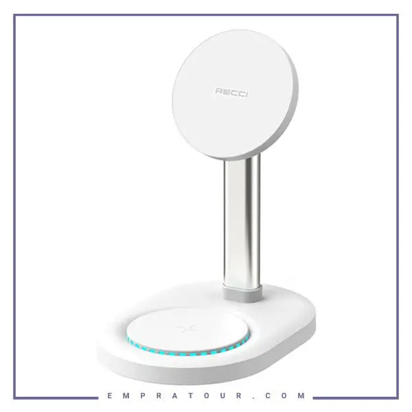 هولدر رومیزی و شارژر وایرلس دوکاره رسی Recci Wireless Charger Holder 2In1 RCW-32