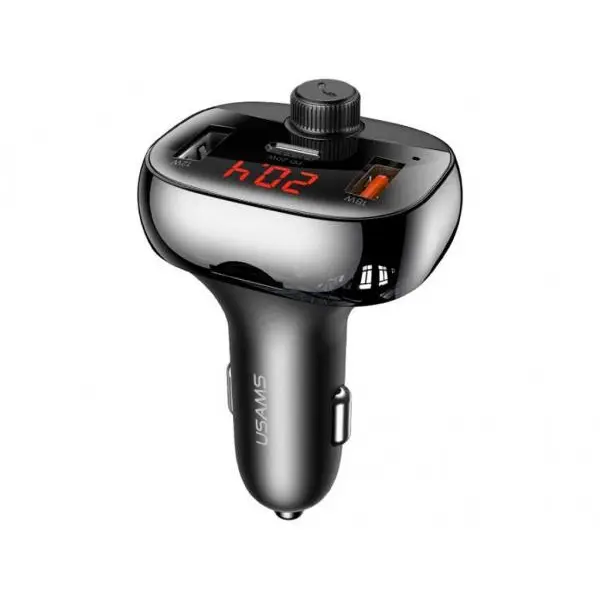 شارژر فندکی و اف ام پلیر یوسامز USAMS US-CC143 50W 3 Ports Digital Display Wireless FM Car Charger