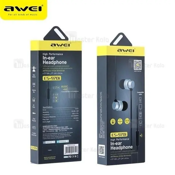 هندزفری سیمی AWEI ES-970i IN-Ear Headphones ساختار تو گوشی