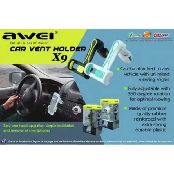 پایه نگهدارنده گوشی موبایل اوی مدلVent X9 Awei Vent X9 Phone Holder - 3
