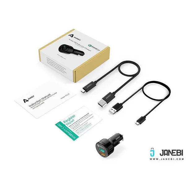 شارژر فندکی دو پورت با قابلیت شارژ سریع آکی Aukey CC-Y5 Dual Port Car Charge with Quick Charge 2.0 - 2