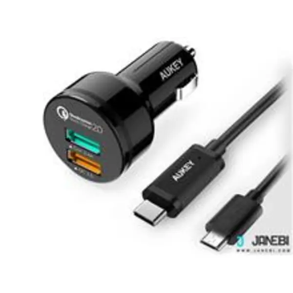 شارژر فندکی دو پورت با قابلیت شارژ سریع آکی Aukey CC-Y5 Dual Port Car Charge with Quick Charge 2.0 - 4