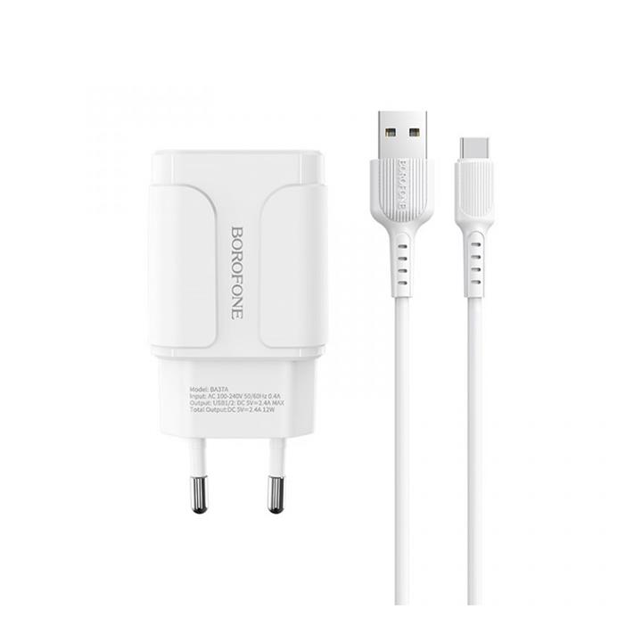 شارژر دیواری بروفون مدل BA37A به همراه کابل تبدیل USB-C