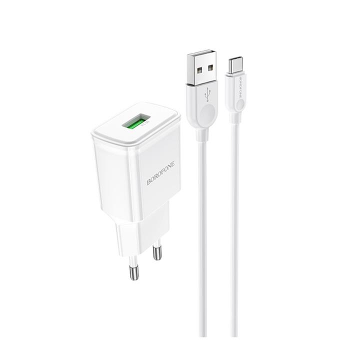 شارژر دیواری بروفون مدل BA59A QC3.0 18W به همراه کابل تبدیل USB-C