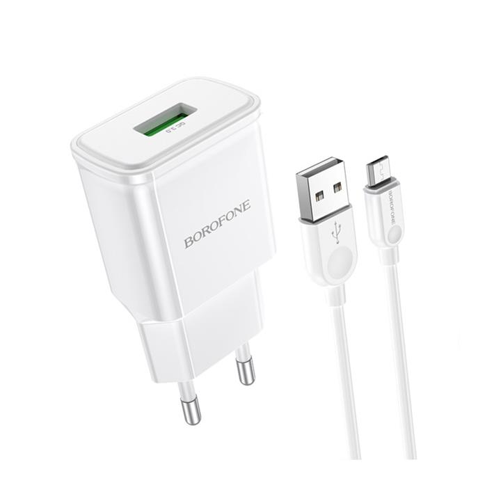 شارژر دیواری بروفون مدل BA59A QC3.0 18W به همراه کابل تبدیل MICROUSB