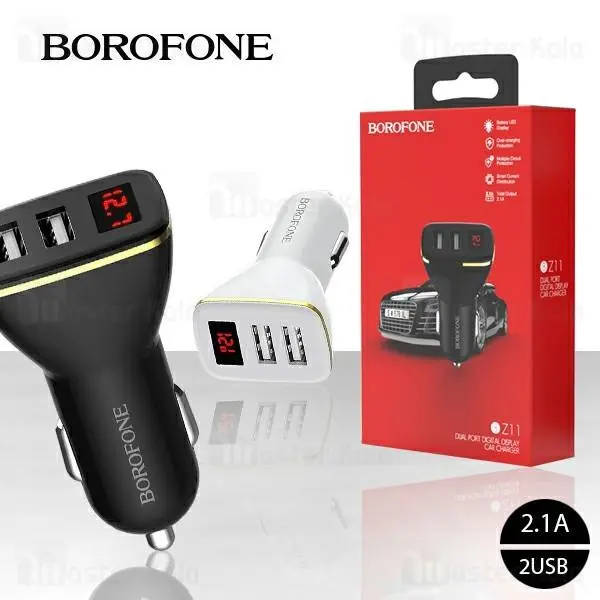 شارژر فندکی بروفون Borofone BZ11 Digital Display Car Charger توان 2.1 آمپر - 5