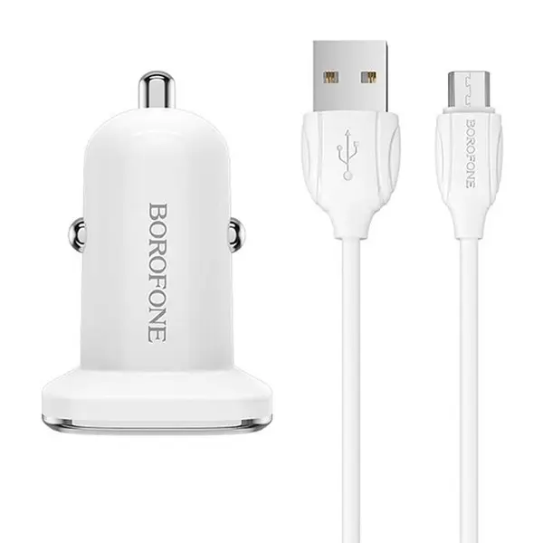 شارژر فندکی Borofone Lasting Power BZ12 + کابل میکرو یو اس بی - 5