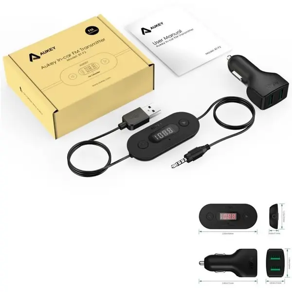 شارژر فندکی آکی مدل BT-F2 همراه FM Transmitter Aukey BT-F2 Car Charger With FM Transmitter - 4