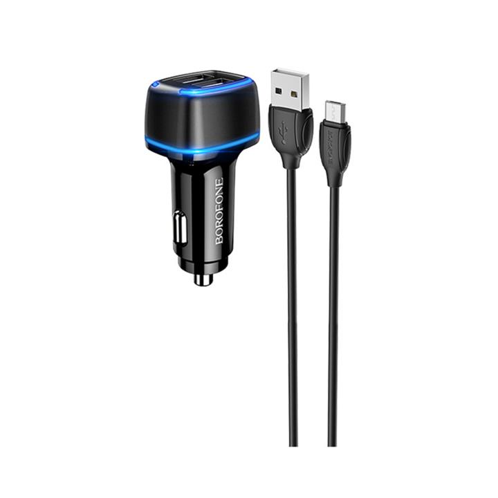 شارژر فندکی بروفون مدل BZ14 12W به همراه کابل تبدیل MICROUSB