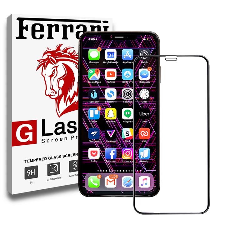 Full Cover and Full Adhesive protector Ferrari Temperd glass Apple Iphone Xs Max