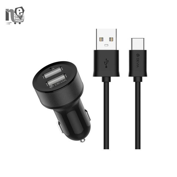 DEVIA Smart Dual USB Car Charger Suit with Type-C Cable