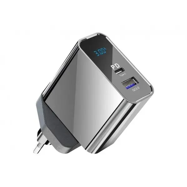 شارژر دیواری سریع کانفلون Konfulon C65Q Type-C USB 3.0 Quick PD 20W Digital Travel Quick Charger - 2