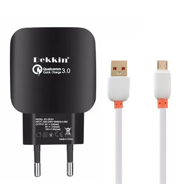 شارژر دیواری دکین مدل QUICK_3.0 به همراه کابل تبدیل microUSB\n\n