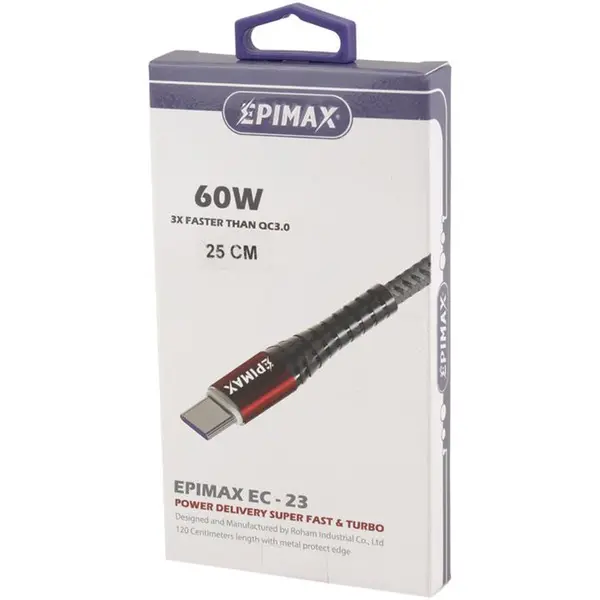 کابل تبدیل کوتاه فست شارژ Epimax EC-23 Type-C To Type-C 5A PD 25cm