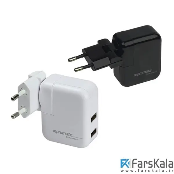 شارژر دیواری دو پورت با چهار مبدل برق شهری Promate Promate Traverse 2 Wall Charger - 2