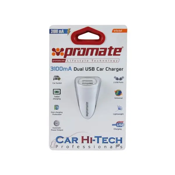 شارژر فندکی دو پورت پرومیت Promate Vivid Dual Port Car Charger - 3