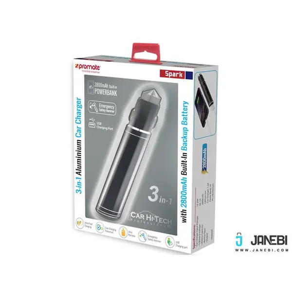 شارژر فندکی و پاوربانک پرومیت Spark Promate Spark Car Charger with Power Bank - 3