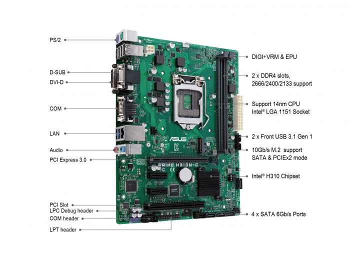 ASUS PRIME H310M-C Motherboard