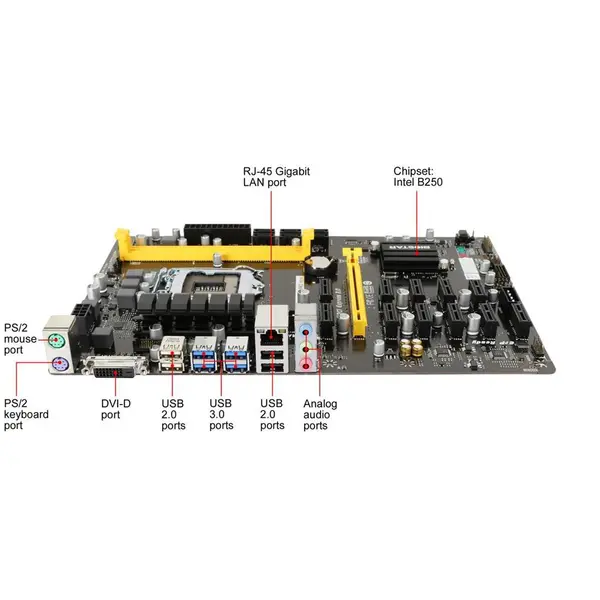 مادربرد بایوستار مدل تی بی 250 بی تی سی پرو MB: Biostar Motherboard TB250-BTC Pro