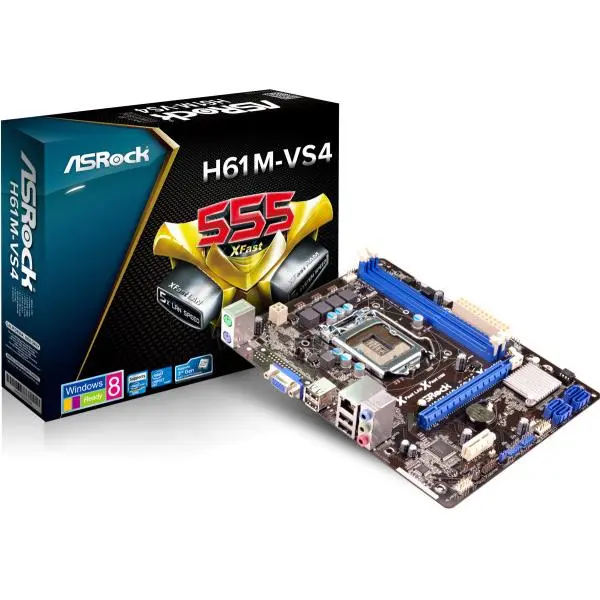 مادربورد اچ 61 ام ازراک با قابلیت ساپورت پردازنده 1155 ASROCK H61M-VS4
