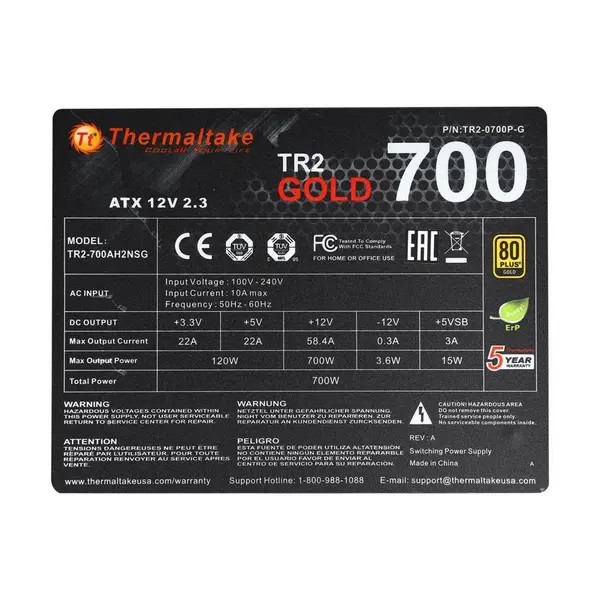 پاور ترمال تیک مدل تی آر 2 گلد 700 وات Thermaltake TR2 Gold 700W Power Supply - 4