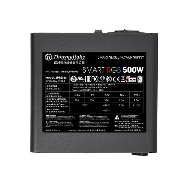 منبع تغذیه ترمالتیک مدل اسمارت آر جی بی با توان 500 وات Thermaltake Smart RGB 500W 80 PLUS Power Supply