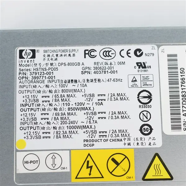 پـاور / منبع تغـذیه 1000 وات / نسل 5 ســرور اچ پی HP ProLiant G5 servers 1000W Power-Supply 379123-001 HP HSTNS-PRO1 hotplug power supply HP Proliant 379123-001 - 2