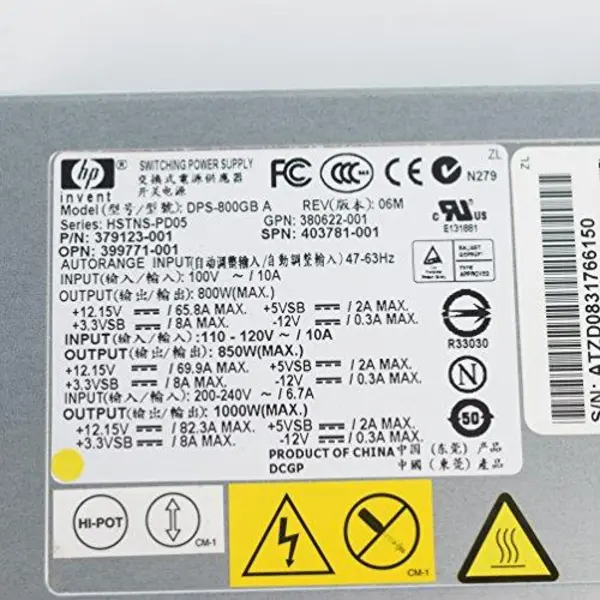 پـاور / منبع تغـذیه 1000 وات / نسل 5 ســرور اچ پی HP ProLiant G5 servers 1000W Power-Supply 379123-001 HP HSTNS-PRO1 hotplug power supply HP Proliant 379123-001 - 4