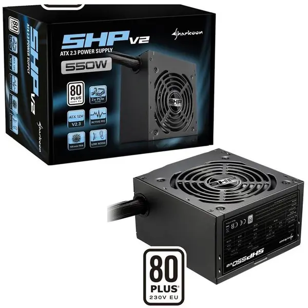 پاور شارکن مدل اس اچ پی وی 2 با توان 550 وات Sharkoon SHP V2 550W 80PLUS Power Supply